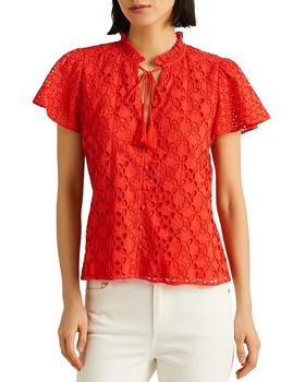 Ruffled Cotton Eyelet Shirt product img