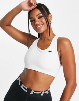 推荐Nike Training swoosh medium support sports bra in white商品