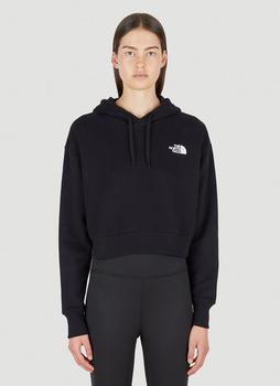 推荐Logo Print Cropped Hooded Sweatshirt in Black商品