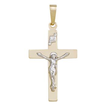 商品Crucifix Cross Pendant in 14k Yellow and White Gold图片