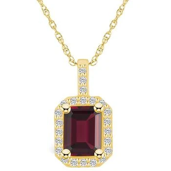 Macy's | Garnet (2 Ct. T.W.) and Diamond (1/4 Ct. T.W.) Halo Pendant Necklace in 14K Yellow Gold,商家Macy's,价格¥20203