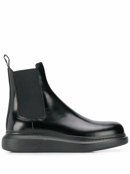 推荐Alexander Mcqueen Men's  Black Leather Ankle Boots商品