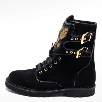 推荐Balmain Black Suede Eagle Combat Boots Size 41商品