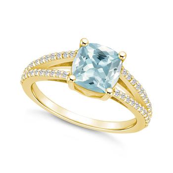 商品Macy's | Aquamarine and Diamond Accent Ring in 14K Yellow Gold,商家Macy's,价格¥22288图片