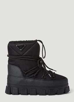 ROSS AND SNOW, Prada | Logo Plaque Snow Boots in Black商品图片 
