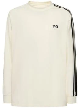 Y-3 | 3-stripe Cotton Long Sleeve T-shirt,商家LUISAVIAROMA,价格¥671