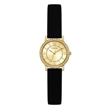 商品Women's Gold-Tone Glitz Black Silicone Watch 28mm图片