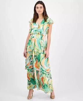 julia jordan | Women's Printed Flutter-Sleeve Maxi Dress,商家Macy's,价格¥184