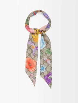 推荐GG Supreme-jacquard and floral-print silk scarf商品
