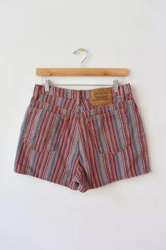 Levi's | Vintage Levi's Rare 912 Rainbow Striped High Waisted Shorts商品图片,