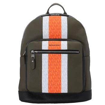 Michael Kors | Neon Orange Men's Hudson Pebbled Leather And Logo Stripe Backpack,商家Jomashop,价格¥1110