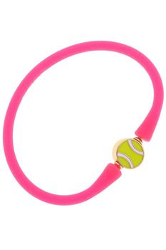 商品Bali Tennis Ball Bead Silicone Bracelet In Neon Pink图片