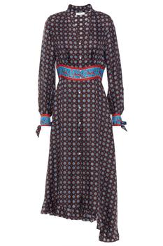 sandro连衣裙好用吗, Sandro | Catlyn pleated printed silk-satin twill midi dress商品图片 4折