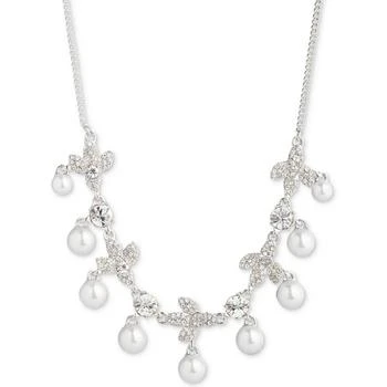 Givenchy | Silver-Tone Crystal & Imitation Pearl Statement Necklace, 16" + 3" extender,商家Macy's,价格¥506