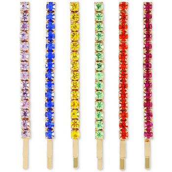 商品GUESS | 6-Pc. Gold-Tone Rainbow Pride Stone Bobby Pin Set,商家Macy's,价格¥199图片