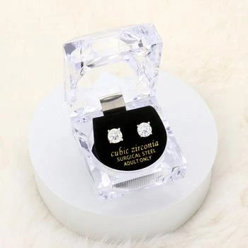 FASHNZFAB | 7mm Round Cut Crystal Cubic Zirconia CZ Stud Earrings with Clear Box - Gold,商家Premium Outlets,价格¥154