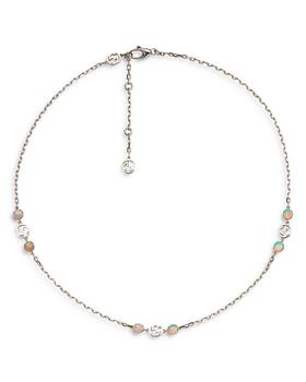 商品18K White Gold Opal Interlocking G Station Necklace, 16.5"图片