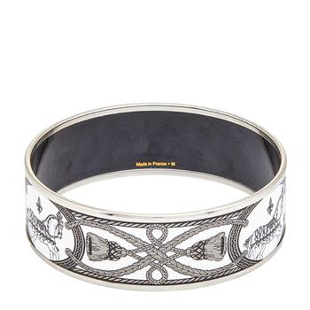 美国爱马仕手镯, [二手商品] Hermes | Hermès White Grand Apparat Enamel Palladium Plated Wide Bangle Bracelet M商品图片 7.9折, 满1件减$100, 满减