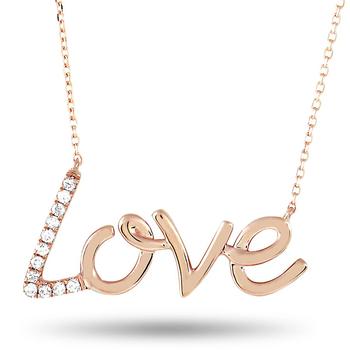 商品14K Rose Gold 0.10 ct Diamond Love Pendant Necklace图片