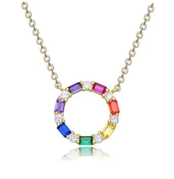 GigiGirl | Kids' Sterling Silver White Gold Plated with Rainbow Cubic Zirconia Circle Pendant Necklace,商家Premium Outlets,价格¥430