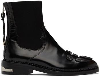 商品SSENSE Exclusive Black Embellished Chelsea Boots图片