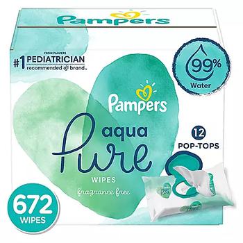 商品Pampers Aqua Pure Sensitive Baby Wipes 12x Pop-Top 672 Count,商家Sam's Club,价格¥194图片