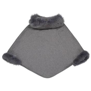 Max Mara | Max Mara Ladies Wskit1 Fox Fur Trim Cashmere Poncho In Medium Grey商品图片,4折