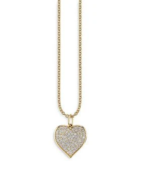 Sydney Evan | 14K Yellow Gold Diamond Large Pavé Heart Pendant Necklace, 16",商家Bloomingdale's,价格¥15252