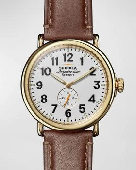 推荐Men's The Runwell Leather Strap Watch, 47mm商品