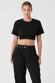 Alo | Made You Look Cropped Short Sleeve Tee - Black 