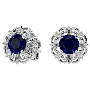 SSELECTS | 2 Carat Sapphire And Diamond Antique Stud Earrings In Sterling Silver,商家Premium Outlets,价格¥1125