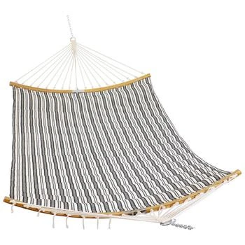 Sunnydaze Decor | Double Hammock Quilted With Curved Foldable Spreader Bar Neutral Stripe Outdoor,商家Verishop,价格¥944
