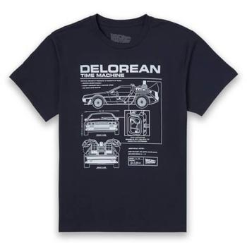 推荐Back To The Future DeLorean Schematic T-Shirt - Navy商品