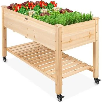 QuikFurn | Solid Wood Locking Wheels Raised Mobile Garden Wood Planter Elevated Planter,商家Premium Outlets,价格¥2016