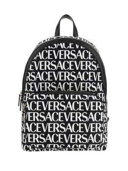 推荐Allover Logo Printed Zipped Backpack商品