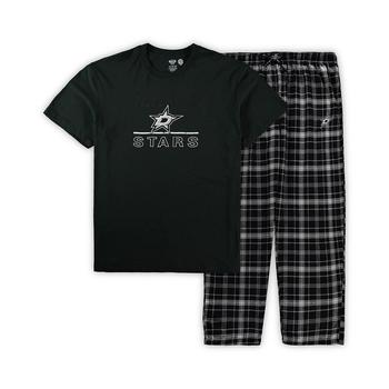 商品Men's Kelly Green Dallas Stars Big and Tall Lodge T-shirt and Pants Sleep Set图片