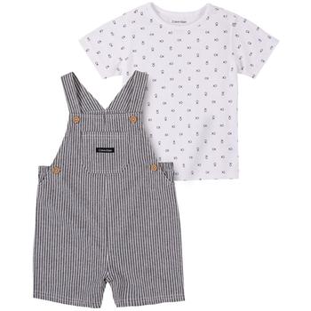Calvin Klein | Baby Boys Vertical Stripe Shortall and Logo T-shirt, 2-Piece Set商品图片,7.5折