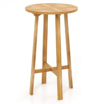 Hivvago | 24 InchTeak Wood Round Bar Table with Footrest for Indoors Outdoors,商家Premium Outlets,价格¥1358