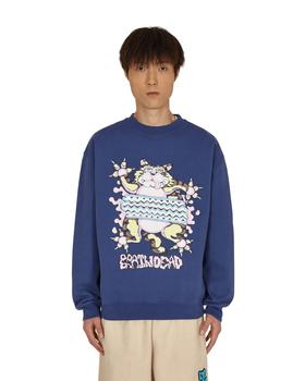 Brain Dead | Relaxed Cat Crewneck Sweatshirt Blue商品图片,5.9折×额外8.6折, 独家减免邮费, 额外八六折