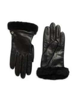 UGG | Shearling-Trim Leather Gloves,商家Saks OFF 5TH,价格¥308