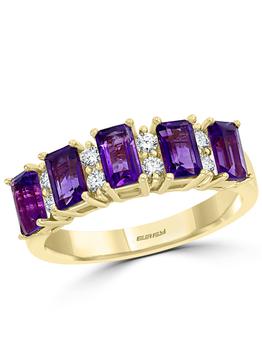 推荐14K Yellow Gold Diamond Amethyst Ring商品