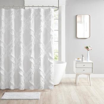 商品Intelligent Design | Kacie Diamond Ruffles Shower Curtain,商家Lord & Taylor,价格¥251图片
