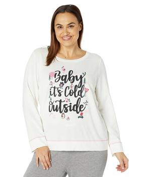 推荐Plus Size Baby It's Cold Long Sleeve Sweatshirt Pajama Tee商品