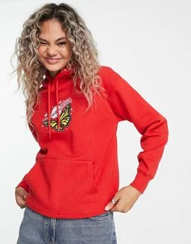 推荐Santa Cruz winged moon motif hoodie in bright red商品