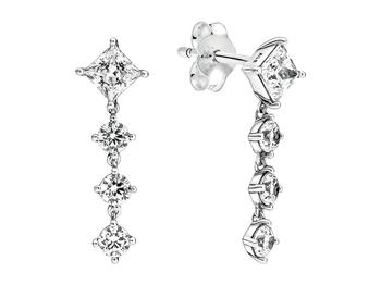 潘多拉耳钉, PANDORA | Sparkling Round & Square Drop Earrings商品图片 5.6折