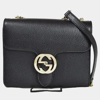 推荐Gucci Black Leather Interlocking G shoulder bag商品