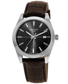 推荐Tissot Gentleman Black Dial Leather Strap Men's Watch T127.410.16.051.01商品