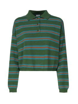 Loewe | Loewe Striped Long-Sleeved Polo Sweater,商家Cettire,价格¥5384