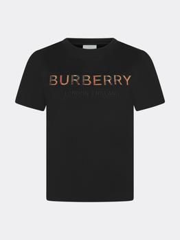 商品Burberry Black Boys Cotton Logo Print T-Shirt图片
