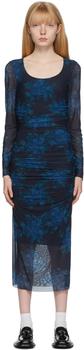 ganni连衣裙推荐, Ganni | Navy & Blue Printed Mesh Dress商品图片 3.3折, 满2件减$5, 满减